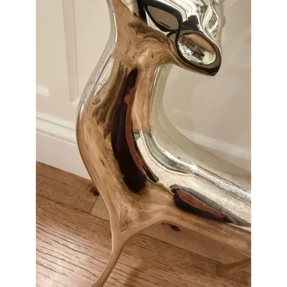 Large Silver Plate Pottery Barn Reindeer Candelabra 10 Points Stands 20